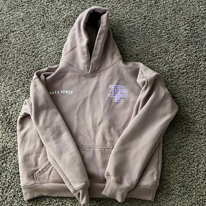 Inaka Power Taupe Hoodie with Purple Logo